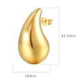 Pendiente de gota en acero inoxidable dorado con dimensiones de 31,5 mm por 18 mm - Mediano Hueco Dorado
