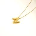 Golden balloon style letter Z necklace with star engraving and beaded chain design - Letter N(S-P062-N)