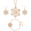 Christmas snowflake jewelry set with gold necklace, earrings and bracelet in sparkling rhinestones - Snowflake 3-Piece Set