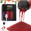 Cosmetic red glitter set with brush and spoon for festive Christmas nail art and body makeup - Set-1 (Fine Red Glitter - No.224)