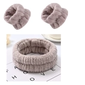 Set per il lavaggio in pile corallo con fascia e polsini in morbido colore marrone chiaro - Set da 3 pezzi con fiocco kaki (178#)