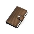 Portafoglio RFID marrone scuro in fibra di carbonio con porta carte a scatto in alluminio - Motivo in Fibra di Carbonio Bronzo