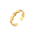 Close-up of golden stainless steel open ring with hollow heart pattern on white background - Smooth Heart Open Ring