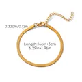 Detail of 18k gold plated stainless steel snake chain with lobster clasp and extender - 3mm Width Herringbone Bracelet (HC-B20501-3mm)