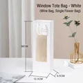 White gift bag with clear PVC window and handle for wine or flowers 36x12.5x8.5cm - Wine Bag Single (12.5x8.5x36cm) / White