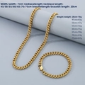 7mm golden cuban chain set with necklace and bracelet in polished stainless steel - Bracelet 20cm-Width 7mm / Gold