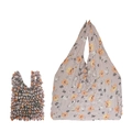 Borsa shopping estensibile con stampa floreale arancione e grigia, due misure - Floreale 6