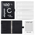 Black PU leather A5 binder with 100 days money saving challenge tracker and numbered inserts - Savings Challenge Set / Black