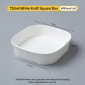 750ml square white kraft paper disposable takeout bowl without lid for meal prep - No Lid / 750ml White Square Box