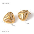 Orecchini a triangolo in acciaio inossidabile dorato 18k con cristalli bianchi lucidi - Stile Triangolo (JDE2402031) / JDE2402031