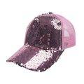 Pink sequin baseball cap with breathable mesh back and adjustable glitter finish - Adjustable / Rose Red