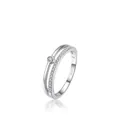 MODIAN minimalist double layer S925 sterling silver ring with cubic zirconia pave - US Size 8 / Silver