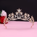 Rose gold star crown for women featuring sparkling rhinestones and elegant starry design - No.8 KC Gold (White Stone)