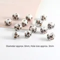 8mm white ceramic beads with brown and orange floral patterns for DIY jewelry making - 8mm Coffee Floral