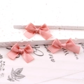 Pink satin bow hair clips in a 3-piece set for DIY styling and hair decoration - Dusty Pink