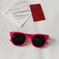Hot pink square sunglasses with dark lenses for women, stylish UV protection eyewear - Rounded Round Frame / Hot Pink(07)