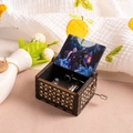 Hand-cranked wooden music box with Nightmare Before Christmas Jack and Sally engraving - Halloween C