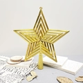 Close-up of golden hollowed-out five-pointed star Christmas tree topper ornament - 15cm/21g / Gold