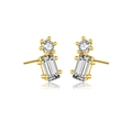 Eleganti orecchini a lobo in argento S925 dorato con zirconi rotondi e rettangolari - Argento 925 / Oro 18K (Zirconia Bianca)