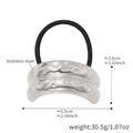 Silver hammered stainless steel ponytail cuff with high elastic black hair tie - Shiny Hammered Style (E607) / Steel