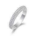 Elegant S925 sterling silver band ring featuring triple rows of shimmering pavé zircons - US Size 9 / 1.2mm*63 Moissanite Eternity Ring (R13248)