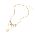 Collier double rang doré avec breloques œil bleu et pendentif cœur étincelant - Style Double Couche Pendentif Oeil Coeur (1#)