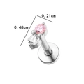 Titanium piercing stud featuring pink and clear micro-set zircons, 0.48cm length - Silver / Light Pink Zirconia