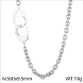 Collana in acciaio inossidabile argento con manette e catena O, gioielli punk 500x9.5mm - Collana Argento (KN19199-Z)