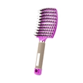 Spazzola curva viola con setole di cinghiale e impugnatura antiscivolo ergonomica - Tipo Massaggio Setole di Cinghiale / Viola