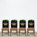 Set of 4 Christmas chair covers in black and brown with golden Christmas Party print - Oxford 4PCS Set 05/Christmas Party Text