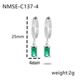 Orecchini in acciaio al titanio con pendente in zircone verde smeraldo e misure - Zirconia Verde Acciaio