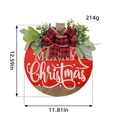 Couronne de Noël ronde en bois avec finition rouge et nœud en tissu à carreaux - Suspension de porte à carreaux rouges