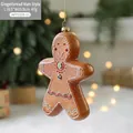 Sparkly gingerbread man Christmas ornament with white icing details and red buttons - Gingerbread Man