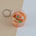 Mini transparent bucket beef noodle keychain with realistic egg and vegetable detail - Oyster Seafood Noodle