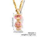 Elegant gold necklace with a pink gemstone bear pendant on a delicate chain - Pink