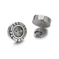 Orecchini geometrici in acciaio inossidabile argento con finitura strutturata e chiusura - Stile Texture Radiale Tonda Argento (KLJ4116-Z)