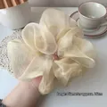 Large 16cm champagne organza scrunchie with elegant sheer fabric and ruffled design - 6# Champagne - Large