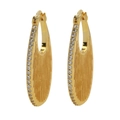 Orecchini a cerchio placcati oro 18k con zirconi e finitura spazzolata su base in ottone - Stile Ovale Medio (FE231112)