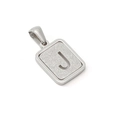 Polished stainless steel pendant with frosted cutout letter J on white background - Letter J Style / Steel