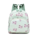 Mint green cartoon bear backpack for kids with 3D ears and adjustable straps - Green