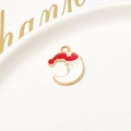 Alloy enamel Santa Claus moon charm pendant in red and gold for DIY jewelry making - 14# Christmas Moon (15*20mm)