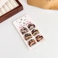 Set of 8 mini tortoise shell rectangle hair claws displayed on a white jewelry card - 1#/8Pcs/Dark Tortoiseshell