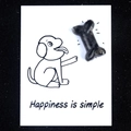 Black dog bone healing crystal stone with cute dog illustration card and text - Larvikite