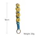 Handmade macrame daisy keychain in yellow and navy blue 18cm long pendant - Yellow Blue