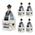 Transparent PVC graduation candy boxes with Congrats Grad motifs and academic cap designs - Male Style / Male Graduate Transparent Box