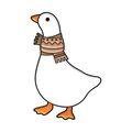 Goose With Brown Geometric Scarf (XZ7476)