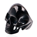 Polished black gothic skull ring for men in stainless steel with a high-shine finish - Black