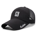 Berretto da baseball in rete nera con patch M grigia e ricamo Fashion sulla visiera - Regolabile / Nero