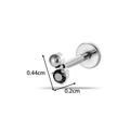 G23 titanium labret stud with a 2mm black round zircon and flat base for body piercing - Black Stone Bead Style (T2555-6) / Silver