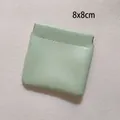 Mini mint green leather makeup bag with automatic closure and 8x8cm portable size - Small Light Green